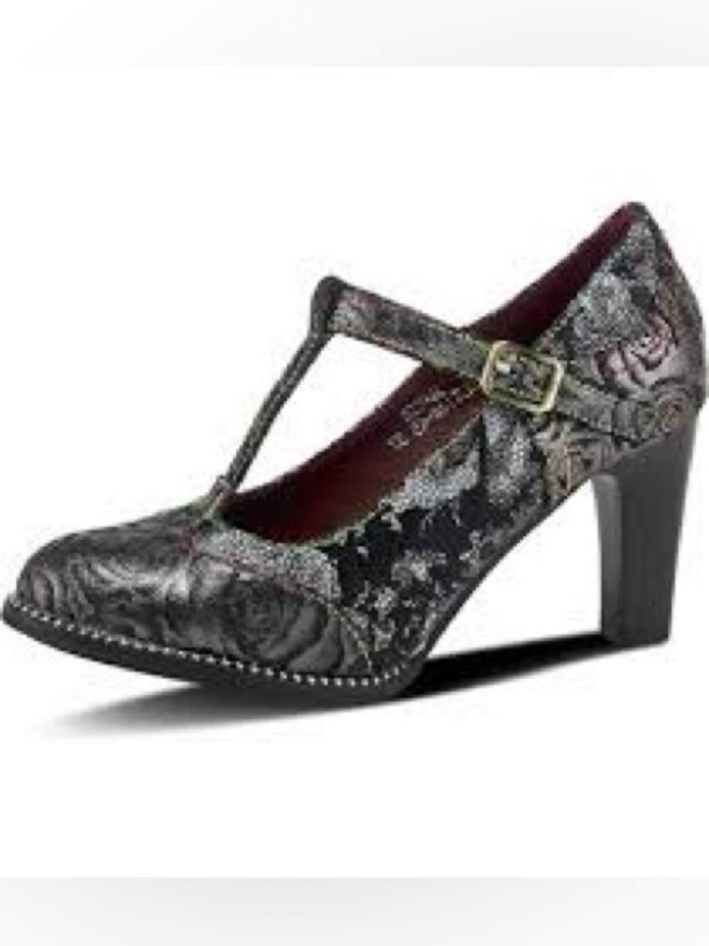 NEW L’ARTISTE MAZIE T STRAP METALLIC HEEL 43